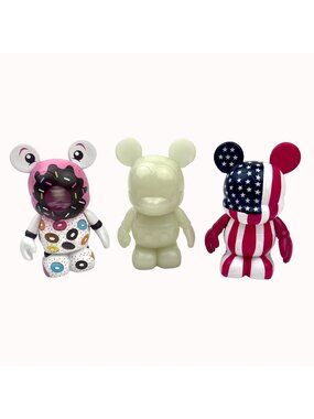 Disney Vinylmation Lot of 3 Cutesters Donut Flag USA Glow-In-The-Dark EUC